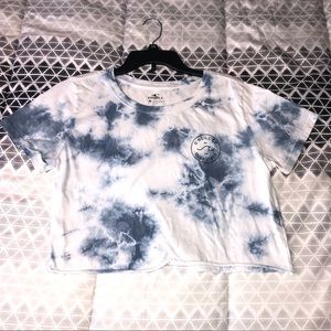 O’Neill Blue & White Tie-Dye Cropped Shirt